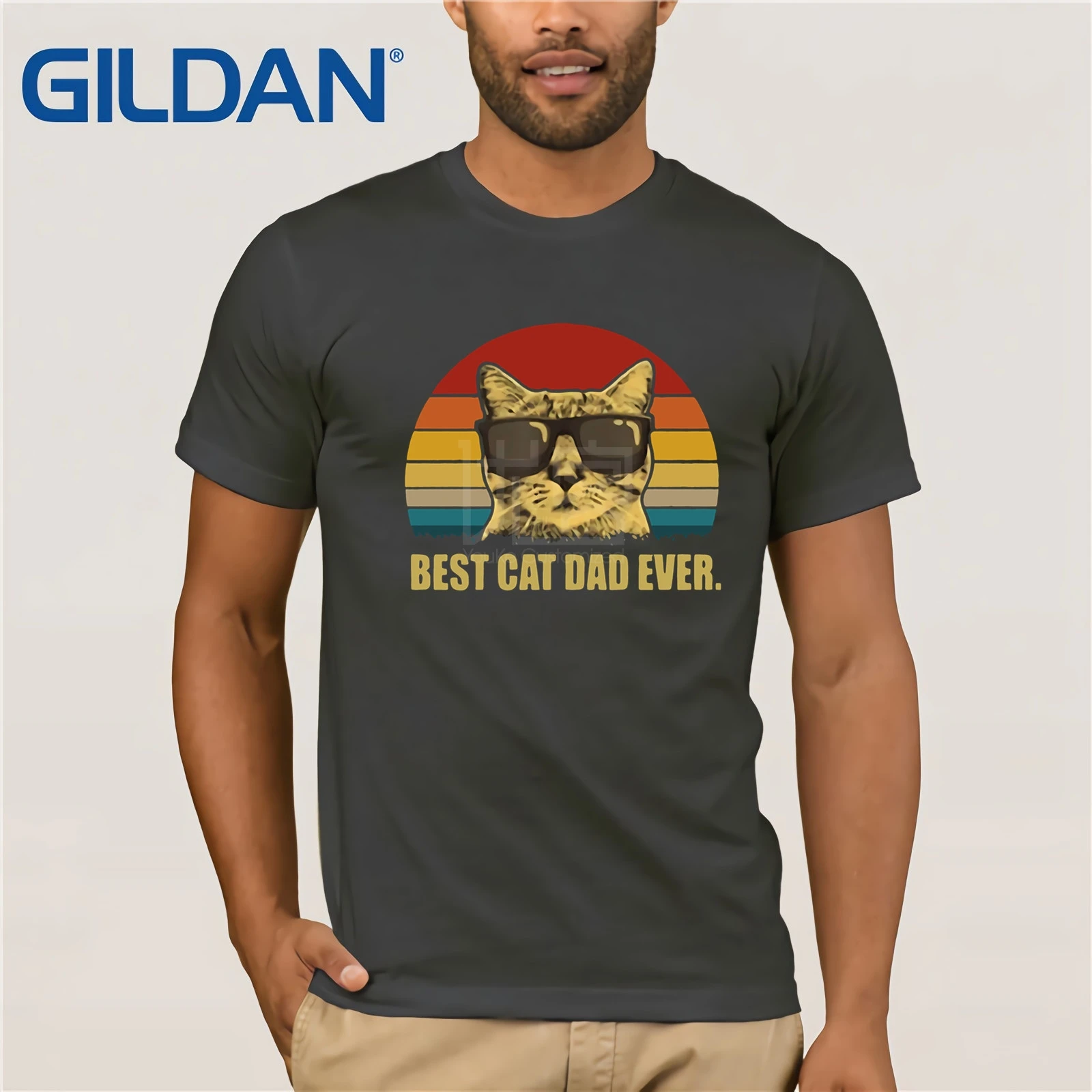 Мужская футболка с коротким рукавом Best Cat Dad Ever рубашка закат Лето 2019|Футболки| |