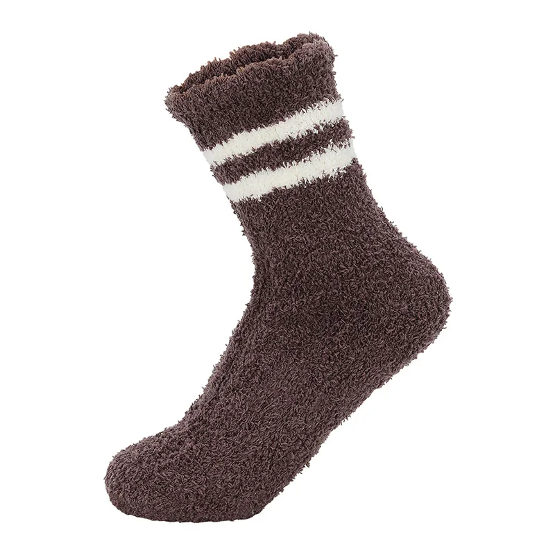 Зимние женские утепленные теплые шерстяные кашемировые зимние носки, бесшовные махровые сапоги, домашние носки для мужчин - Цвет: Dark Purple