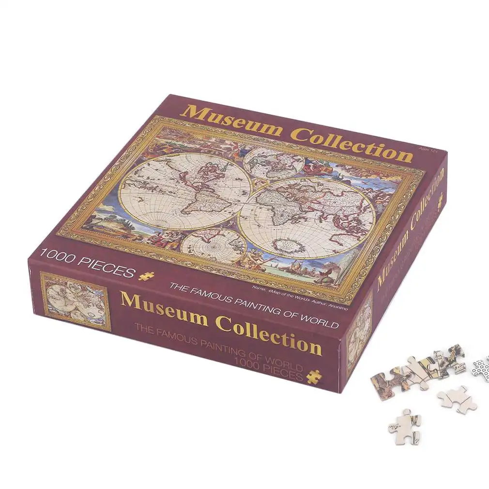 World map Горячее предложение! Распродажа! 1000 шт./компл. Паззл-конструктор игрушки знаменитая живопись мирового искусства галлари картина маслом Паззл-конструктор 5 моделей новая распродажа - Цвет: World map