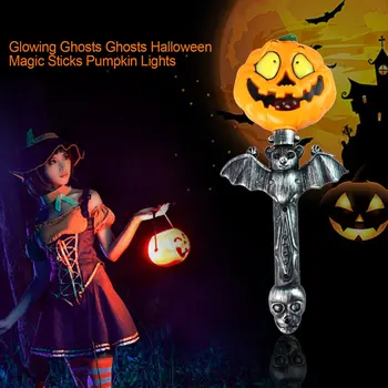 

OCDAY Funny Handheld Light Up LED Pumpkin Light Halloween Props Decoration Cosplay Party Wand Sticks Baton