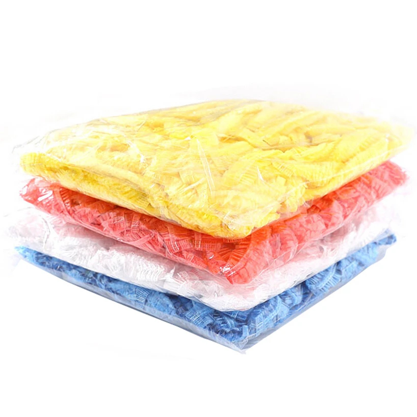 100 transparent plastic shower caps waterproof and dustproof for spa salon Durable practical and convenient household items