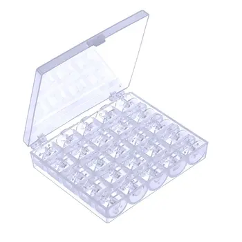 

Good Quality 25Pcs Transparent Household Sewing Machine Bobbin Sewing Spools in PP Storage Bobbin Box Sewing Bobbins Case
