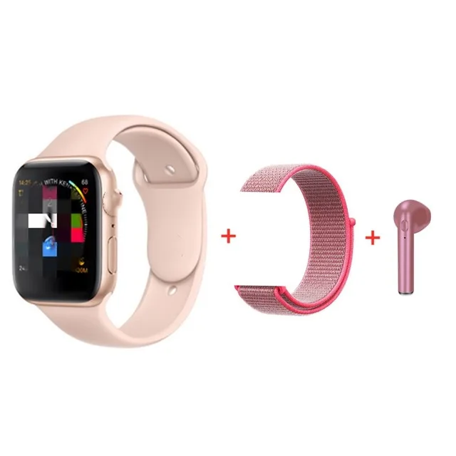 Прямая поставка IWO 8 PLUS 44 мм смарт часы 4 сердечного ритма металлический чехол для смарт часов для iPhone Android телефон PK IWO 8 10 12 Pro - Цвет: Pink set 3