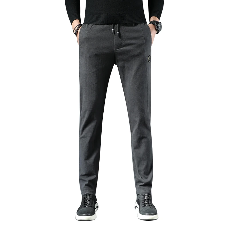 

New Mens Casual Basic Pants Business Trousers Work Regular Straight Pocket Details Trousers Stretch Pants Male Size 4XL
