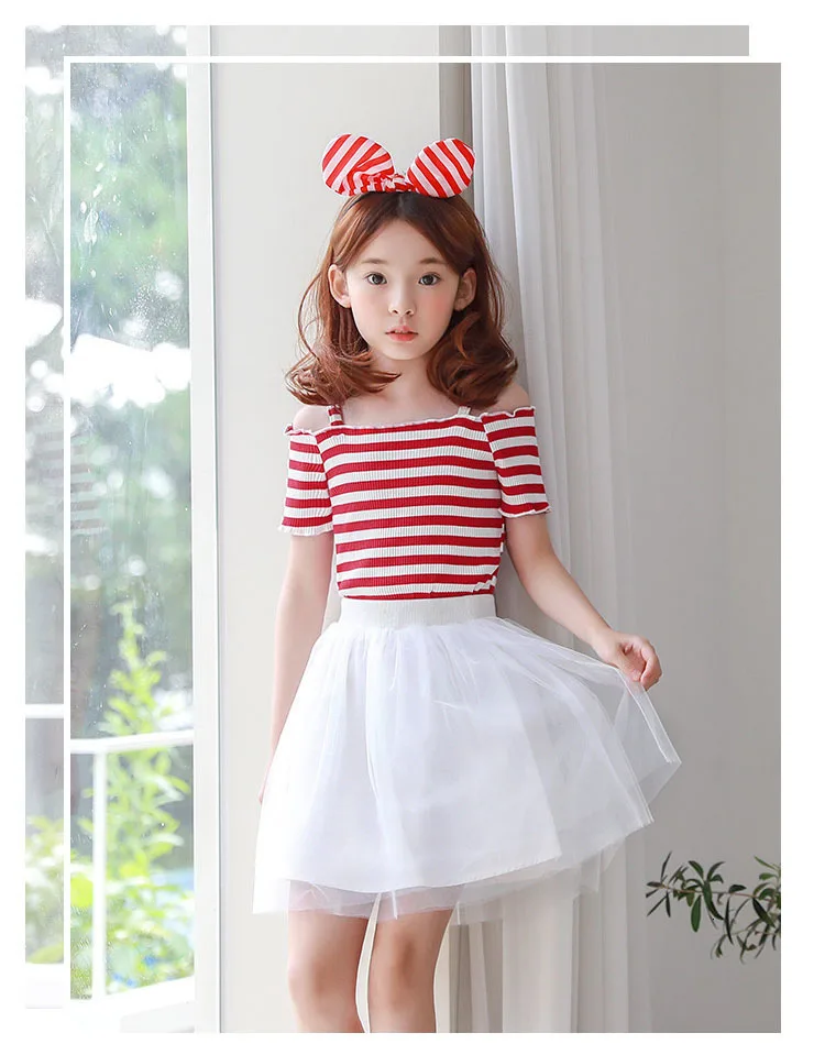 elastic off shoulder summer big girls t-shirt red striped knit children t shirt girl teenage kids tees tops 2018 new  clothing 4 5 6 7 8 9 10 11 12 13 14 15 years teenage little baby girl t-shirt 12 years t shirts for girls (1)