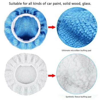 

Pad Polishing bonnet Waxing Buffing Microfiber Blue+White 8PCS 8* 9-10 Inch
