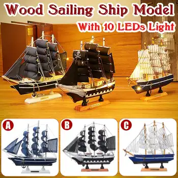 

DIY Wooden Scale Model Ship Assembling Classics Antique Building Kit LED Ship Model Wooden Sailboat Toys Sailing Model Assembled