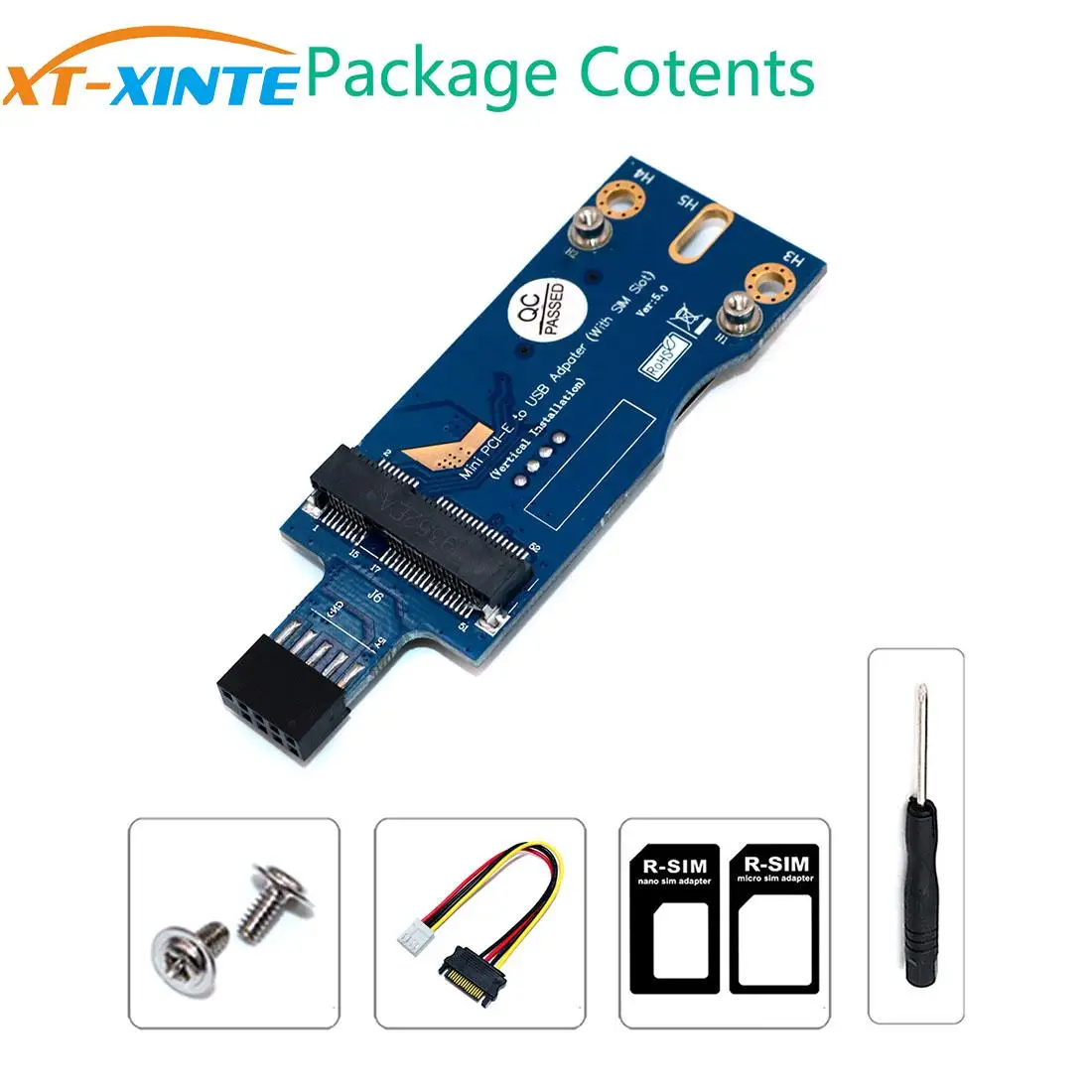 

Mini PCI-E Wireless to USB w/ SIM Card Slot WWAN LTE Module Adapter Card for Desktop Embedded System USB 9Pin MINI PCI-E Adapter