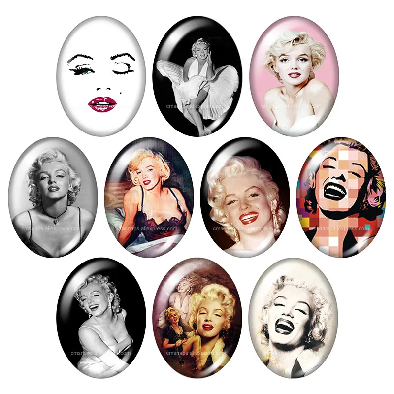 

New Monroe Hepburn Girls Lady Oval 10pcs 13x18mm/18x25mm/30x40mm mixed photo glass cabochon demo flat back Jewelry findings