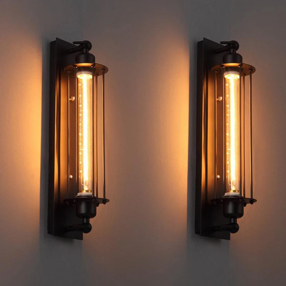 40W Wall Lights Industrial Vintage Lamps Bra Iron Loft Lamp Bedroom Corridor Restaurant Pub Edison Retro Sconces Light | Лампы и
