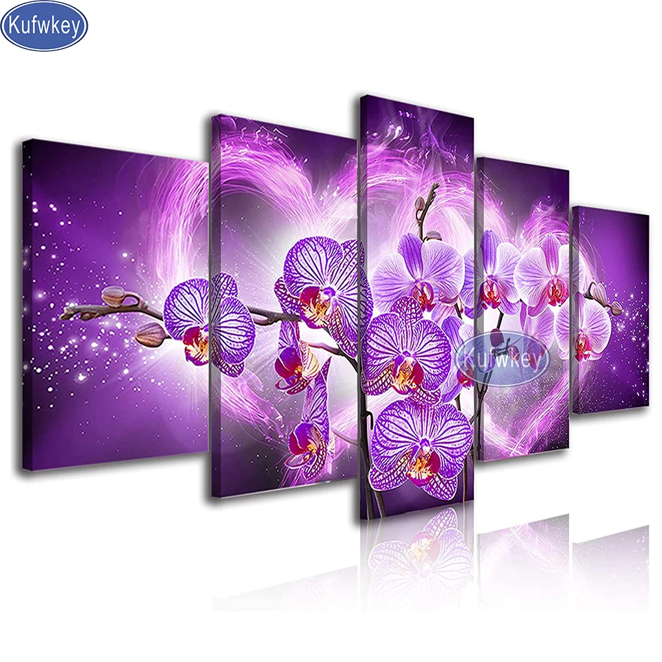 

5 шт./набор, Алмазная мозаика «Орхидея»