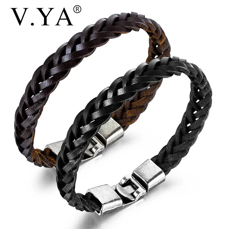 

V.YA Engraved Alloy Leather Bracelet Stylish Simple Bracelets Customized Bangle accessorie pendant Dropshipping for friend gift