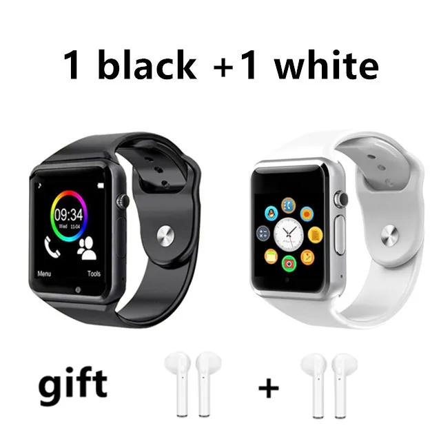 Drop Shipping 2 PCS A1 WristWatch Bluetooth Smart Watch Pedometer With SIM Camera Smartwatch for Android PK DZ09 watches - Цвет: 1 black and 1 white