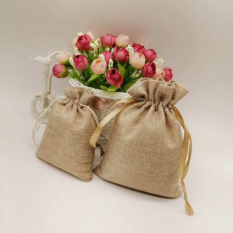 500pcs Jute Zakjes Jute Linen Drawstring Bag Wedding Gift Bag Gift Packaging Bag Jute Bag For Christmas Party Jewelry Pouch Sack