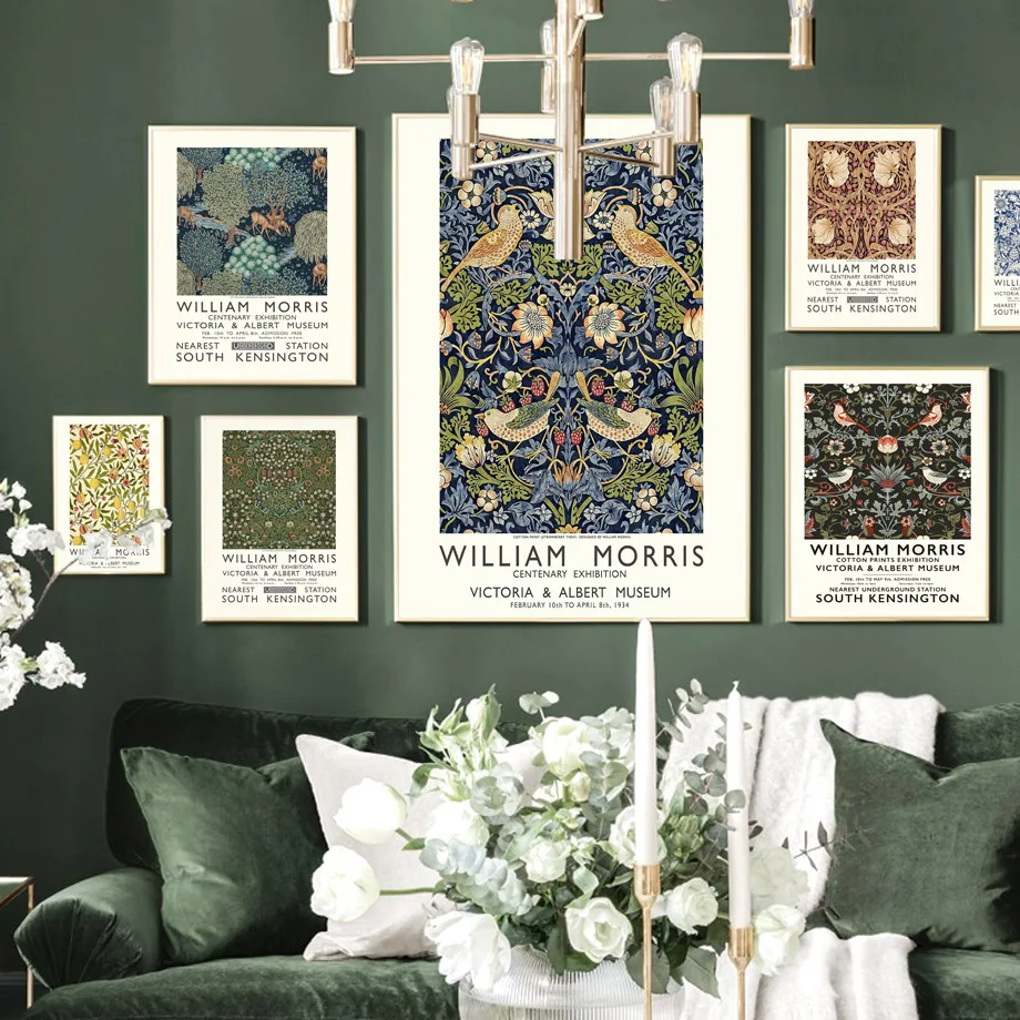 William Morris Canvas Painting Plant Leaves Flowers Wall Picture for Living Room Art Decor Master Exhibition Prints | Дом и сад