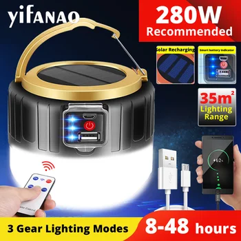 

USB Rechargeable Super Bright Searchlights 280W Solar power LED Work light Portable Lanterns Night lighting Emergency Light
