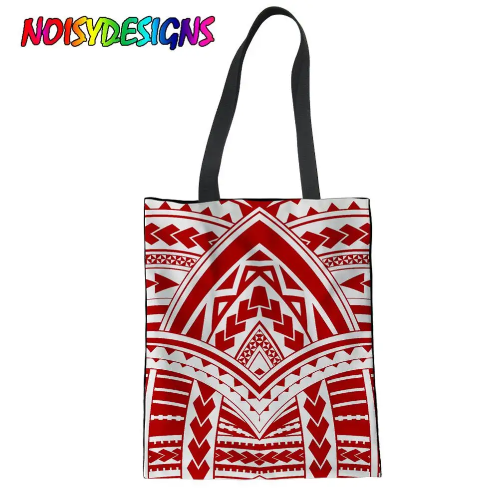 

NOISYDESIGNS Polynesian Traditional Pattern Tote Bags Women Handbags Canvas Reusable Grocery Shopping Bag Foldable Bolsas Mujer