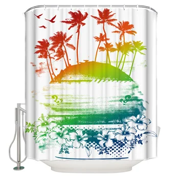 

Beach Surfing In Hawaii Shower Curtain Bathroom Decor Fabric Shower Curtain Farmhouse Decor