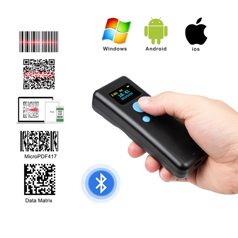 M8 Mini Barcode Scanner Bluetooth Portable QR Code Reader 1D 2D PDF417 2.4G Wireless Scanner For Supermarket Express Delivery
