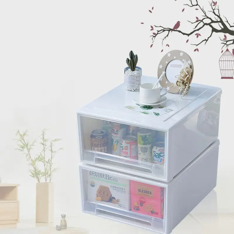 Stackable Drawer Box See Through Plastic Space Saving Organizer