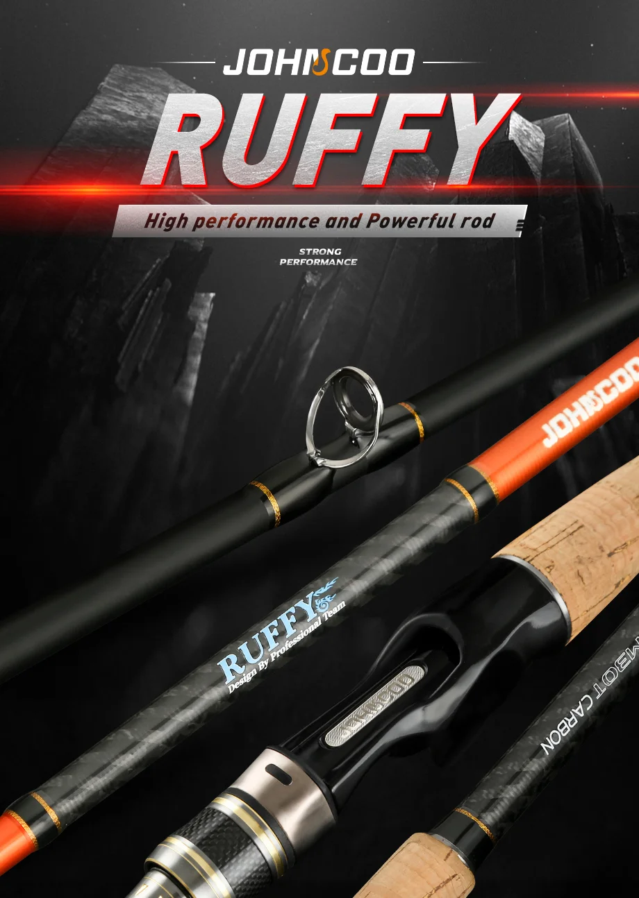 JOHNCOO Ruffy 1.98m 2.1m 2.4m 2.6m Spinning Casting Rod Quick Action Carbon Baitcasting Fishing Rod with Fuji guides