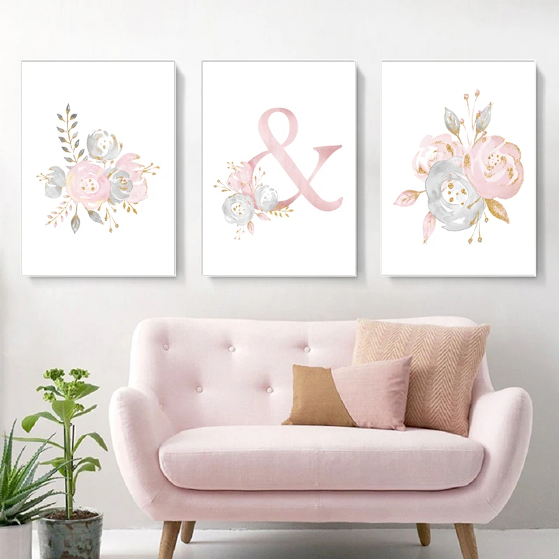 Baby-Posters-Personalized-Girl-s-Name-Custom-Poster-Nursery-Prints-Pink-Flower-Wall-Art-Canvas-Paint (2)