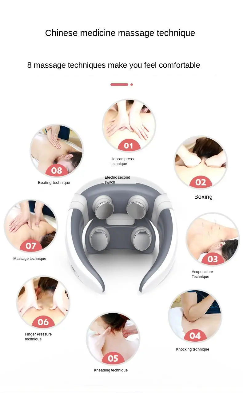 Alívio da Dor Casa Pulso Magnético Acupuntura Pescoço Massageador Relaxante Saúde Profunda Tecido Cervical Controle Massagem Remoto 18 Instrumento Da Massagem Da garganta