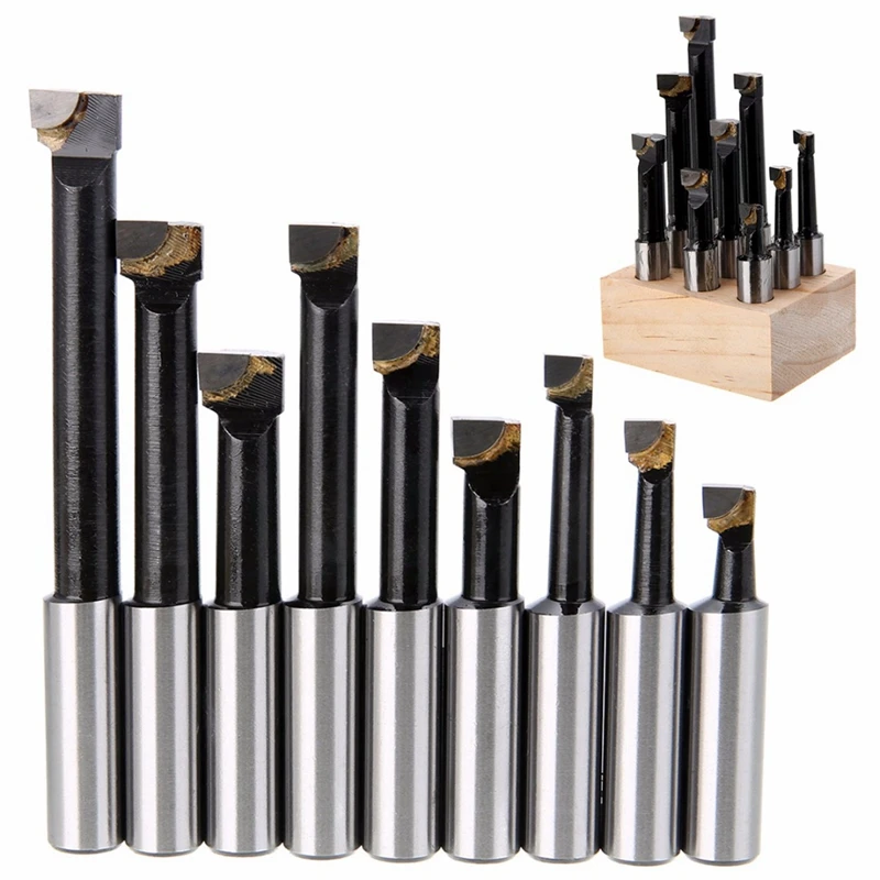 Top-2 Set Boring Bar Set for Lathe Milling Tool: 1 Set Hard Alloy Shank Boring Bar Set 12Mm for 2 Inch 50Mm Boring Head& 1 Set