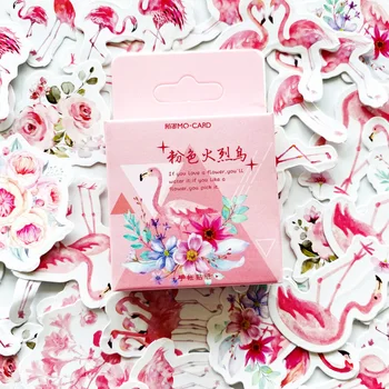 

45pcs/Pack Cute Kawaii Pink Flamingo Paper Sticker Hand Account Decor Student Stationery Kids Gift