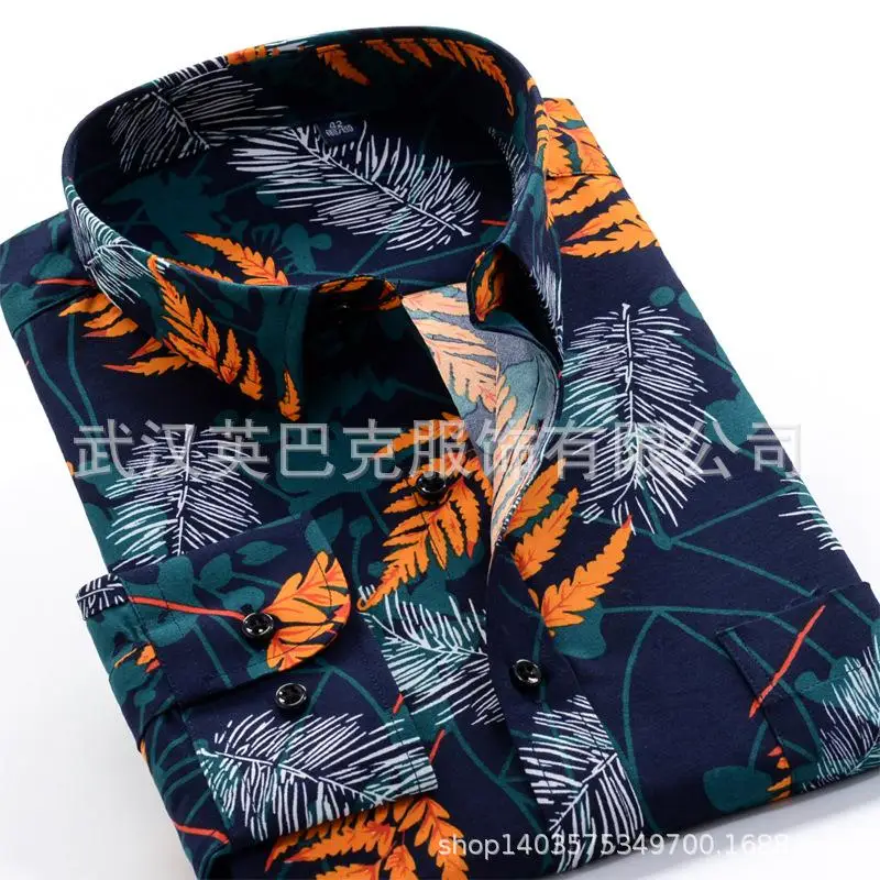Новое поступление, модные мужские свободные повседневные рубашки с длинными рукавами и цветочным принтом, очень большие размеры, 2XL-6XL7XL8XL9XL10XL 42-50 - Цвет: 226085