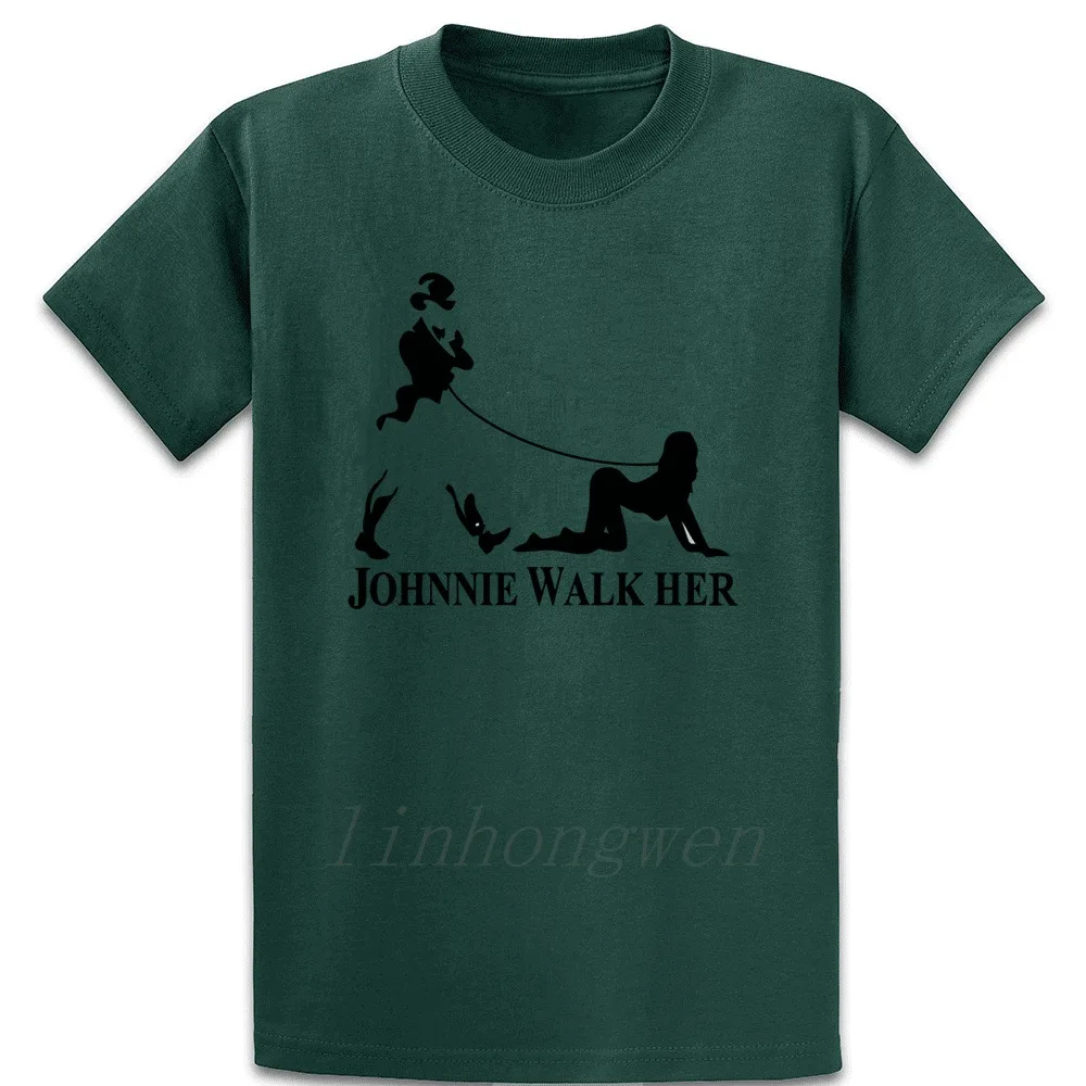 Johnnie Walk Her Walker Мужская забавная футболка для виски Parody Базовая однотонная Хлопковая весенняя дизайнерская круглая верхняя одежда с воротником Повседневная рубашка