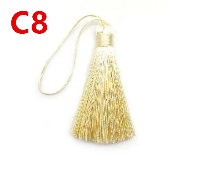 08 Beige 2 шт. 8 см шелковая кисточка бахрома щетка для занавесок DIY ремесло кисточки отделка серьги Кулон Ювелирные изделия Поиск DIY свадебный домашний декор аксессуар - Цвет: 08 Beige