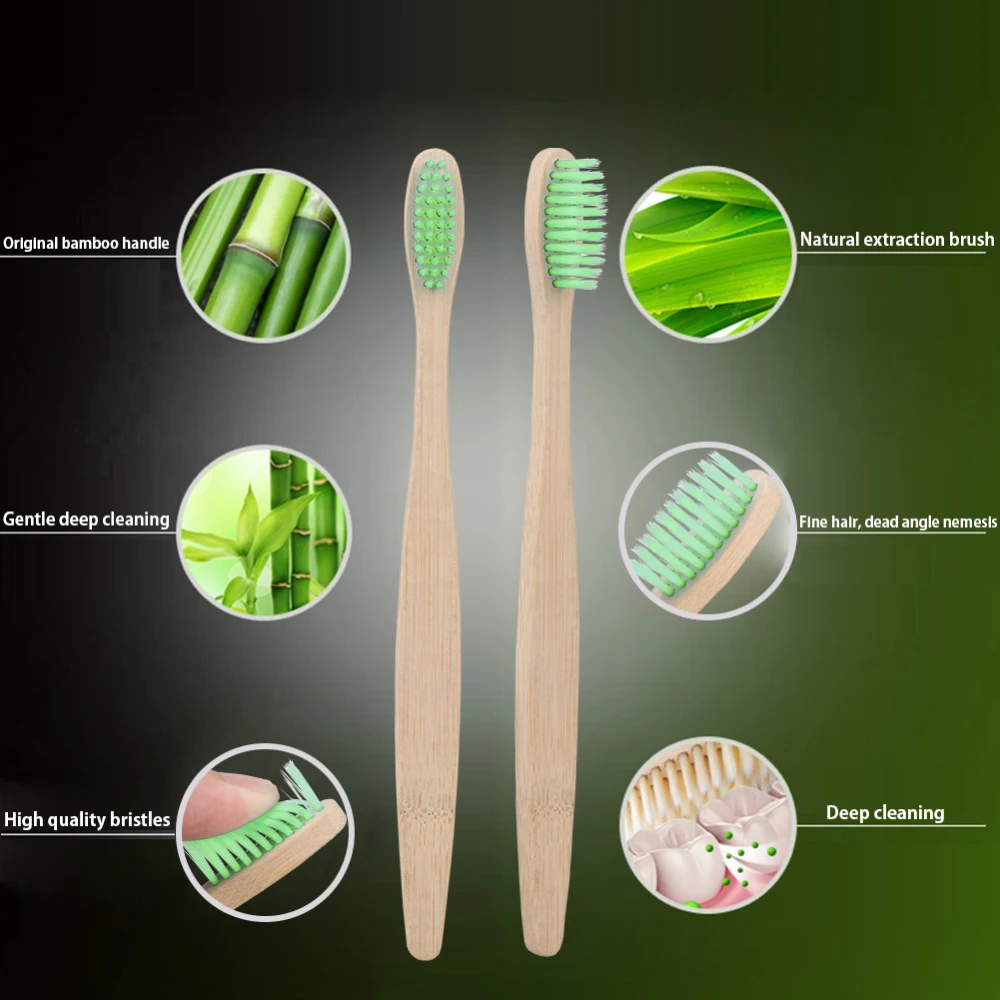 Wholesale Toothbrush Eco-Friendly Rainbow Bamboo Soft Fibre Toothbrush Biodegradable Natural Bamboo Handle Toothbrush oral care