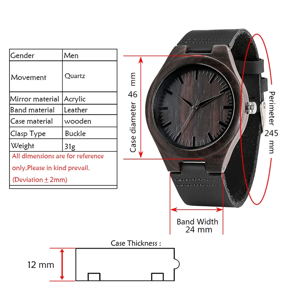 Best Father Ever Personalized Engraved Mens Ebony Wooden Watches Retro Quartz Wrist Watches Clock Souvenir Gifts for Men Dad