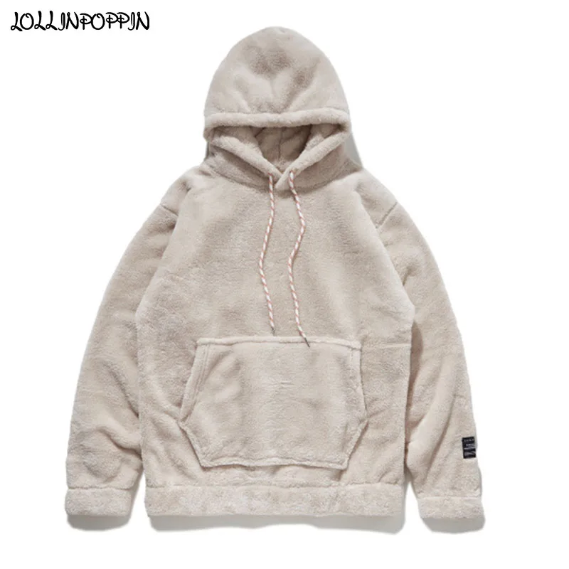 Streetwear Women Oversize Sherpa Fleece Hoodies Front Kangaroo Pocket ...