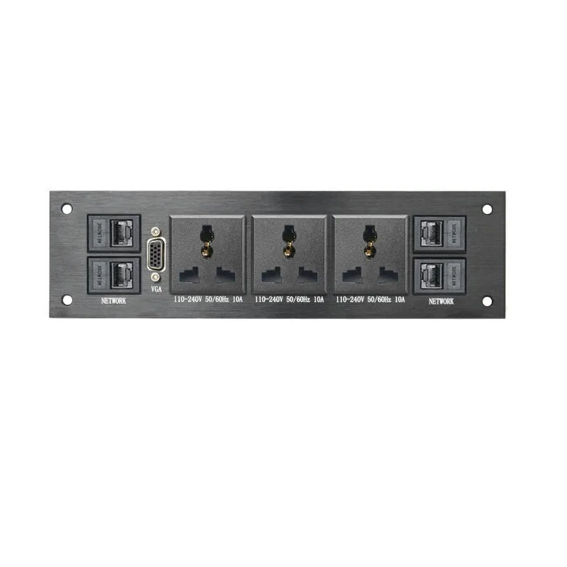 

Aluminum Alloy Wiredrawing Panel Socket Multimedia Desktop Wall Power Socket Outlet NETWORK VGA Port Office Table Socket