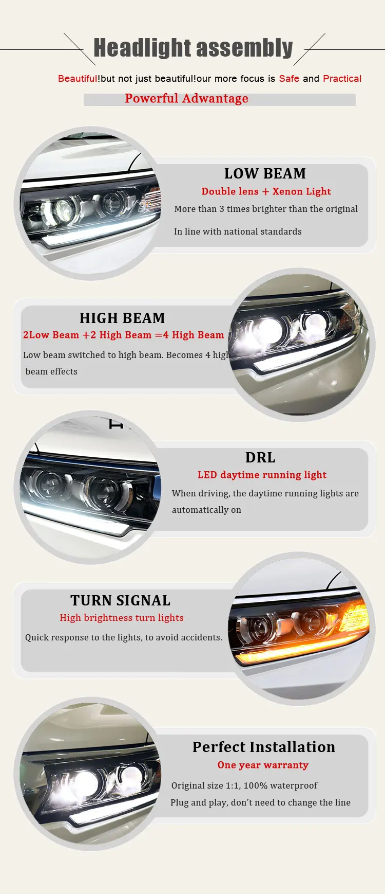 2 шт. автомобильный стиль светодиодный фары для Toyota prado 18-19 для prado Головной фонарь светодиодный DRL Объектив двойной луч H7 HID Xenon bi xenon объектив