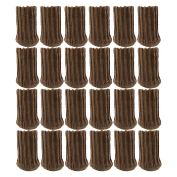 

24pcs Non Slip Thicken Floor Protector Double-layer Round Bottom Home Decor Caps Chair Leg Socks Furniture Cover Elastic Knitted