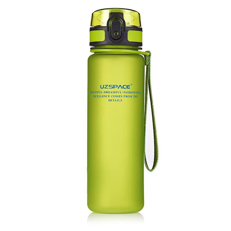 UZSPACE Спортивная бутылка для воды протеиновый шейкер Кемпинг Пешие прогулки бутылка для воды 350/500/1000 мл BPA бесплатно - Цвет: Зеленый