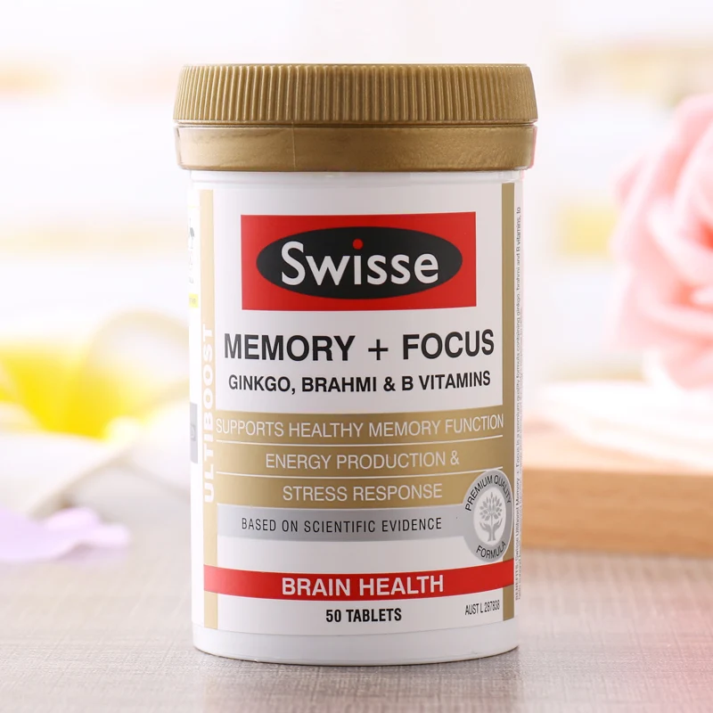 Swisse Memory Focus пищевые добавки Ginkgo Brahmi VitaminB Поддержка функции головного мозга здоровая ментальная производительность Время стресса