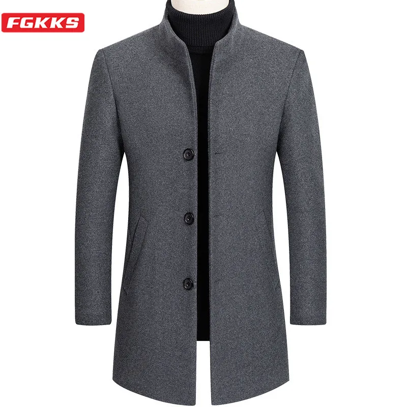 FGKKS Men Wool Blends Coats Winter New Solid Color High Quality Men's Brand Wool Coats Luxurious Wool Blends Coat Male FGKKS Men Wool Blends Coats Winter New Solid Color High Quality Men's Brand Wool Coats Luxurious Wool Blends Coat Male