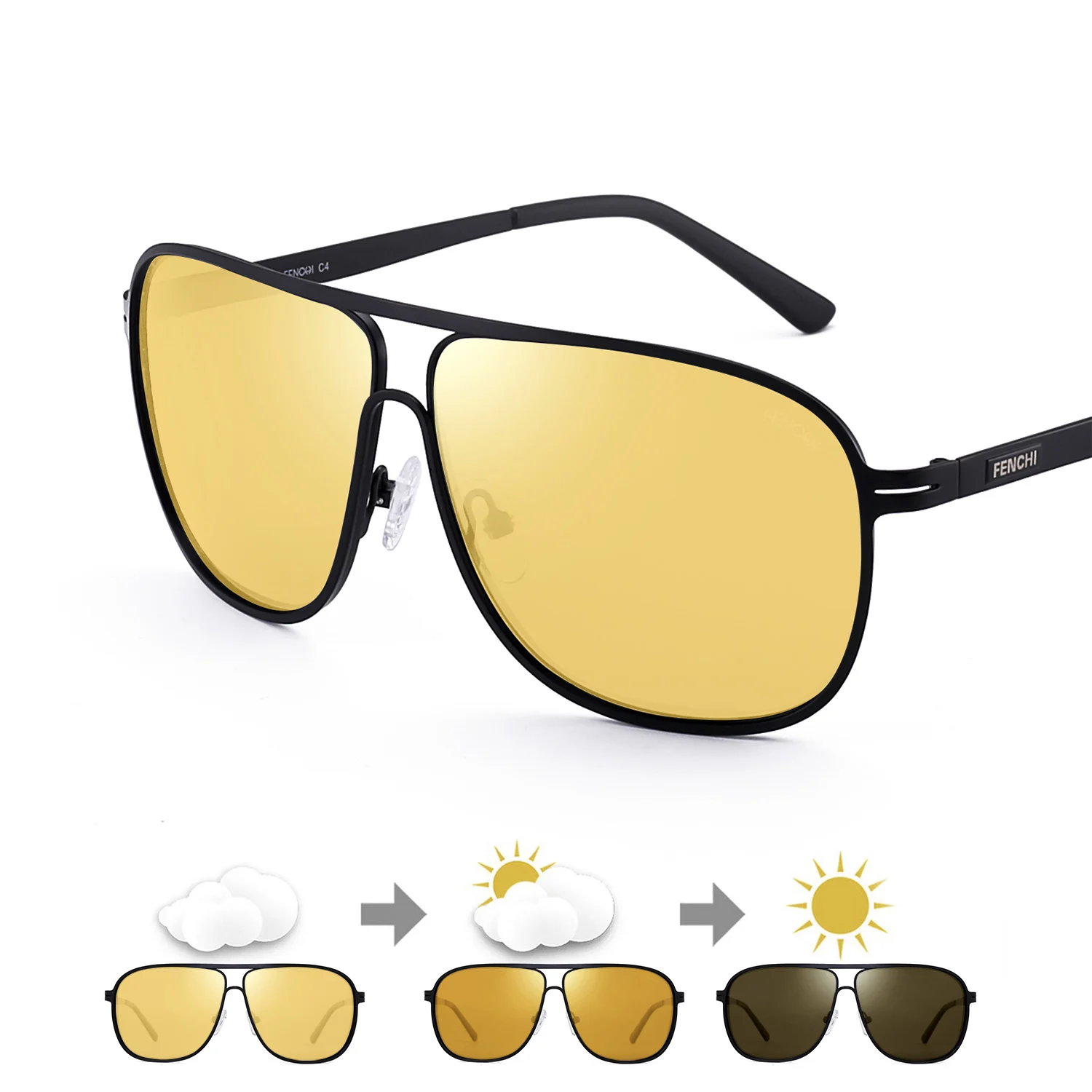 FENCHI, мужские очки ночного видения, поляризованные желтые антибликовые линзы, солнцезащитные очки для вождения, очки ночного видения для автомобиля