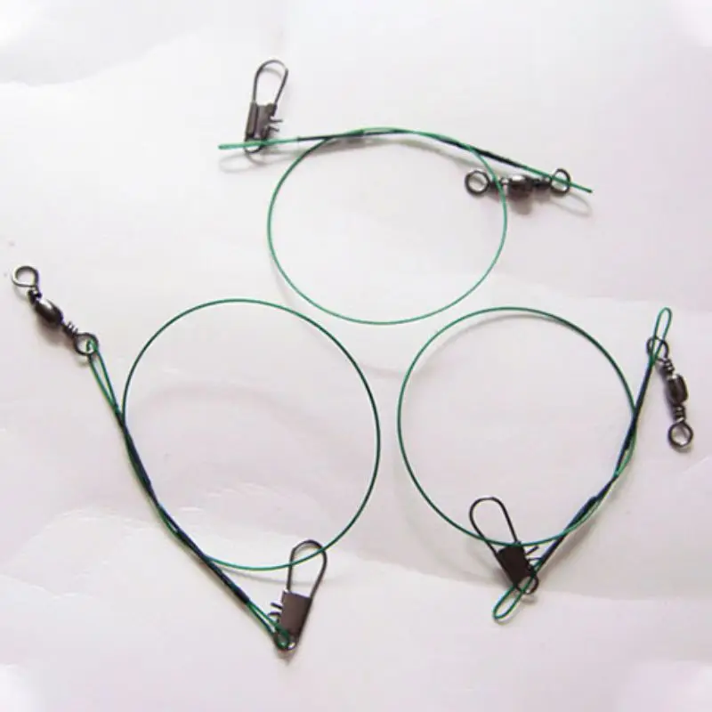 

100pcs/lot Anti-bite Fishing Wire Line Leash Lure Fishhook Line Trace Wire Leader Swivel Stainless Steel Rolling Swivels