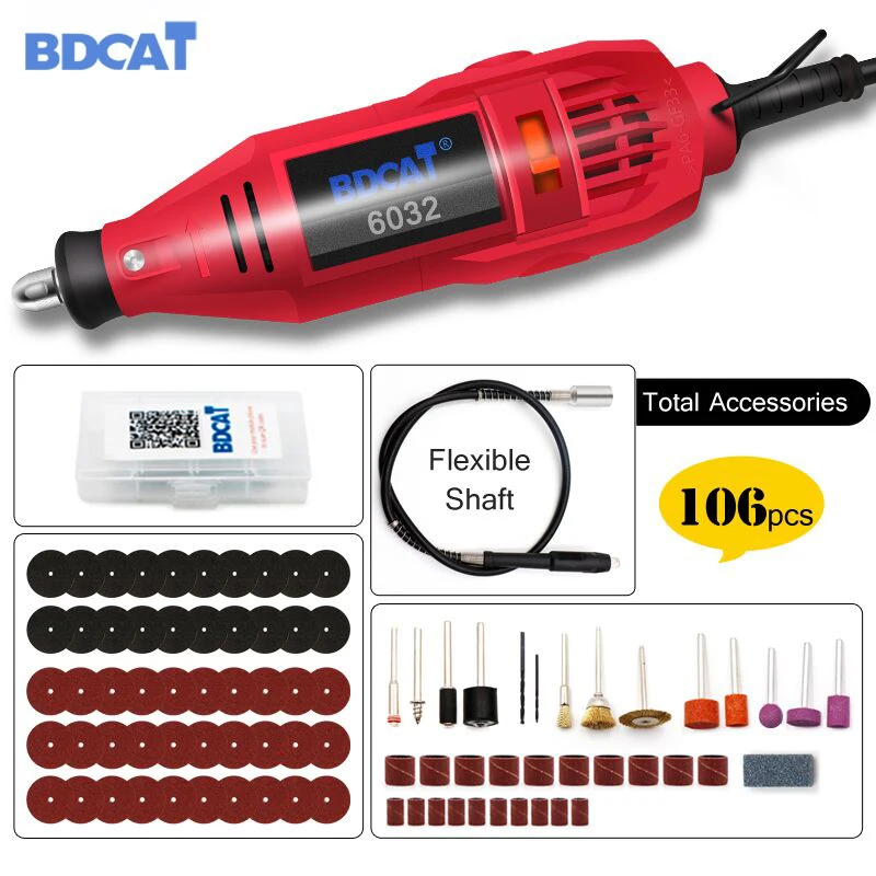 Ceny BDCAT elektronarzędzia grawerowanie Pen Mini wiertarka obrotowa narzędzie szlifierka o zmiennej prędkości z 106 sztuk akcesoria narzędziowe dremel