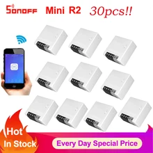 10-30PCS SONOFF Wifi MINI R2 Smart Switch Two-Way Remote Control Via WIFI Hub Voice Control Via Alexa Google Home Via Ewlink