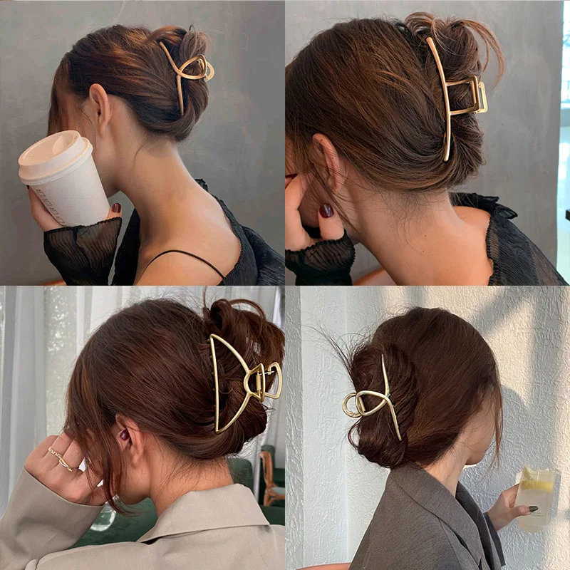 2021 New Women Elegant Gold Silver Hollow Geometric Metal Hair Claw Vintage Hair Clips Headband Hairpin Fashion Hair Accessories volleyball medal marathon running basketball games gold medal metal student prize 2021