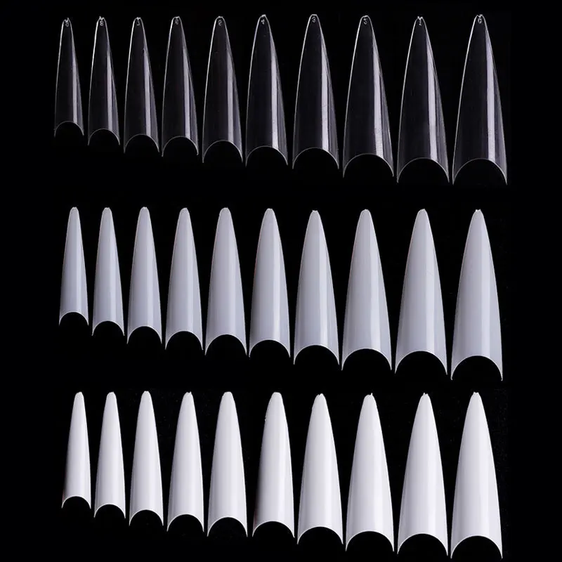 50 Pieces Bag New Manicure Long Pointed Nail Tip French Transparent Salon Ghost Fake Patch | Красота и здоровье
