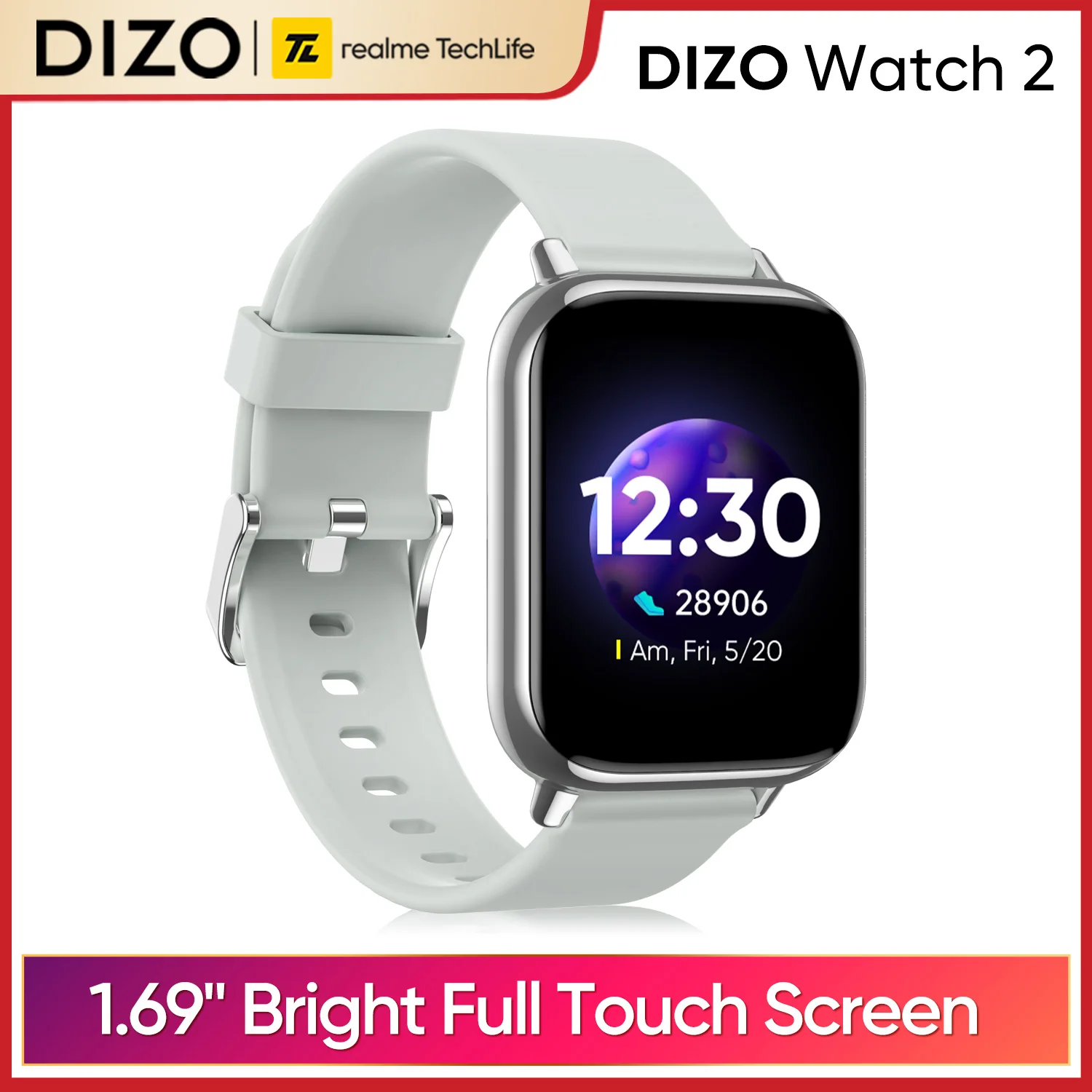 DIZO Watch 2 Smart 1.69&quotBright Full Touch Screen 15 Sports Modes 5ATM Waterproof smartwatch Fashion watch Global Version | Электроника
