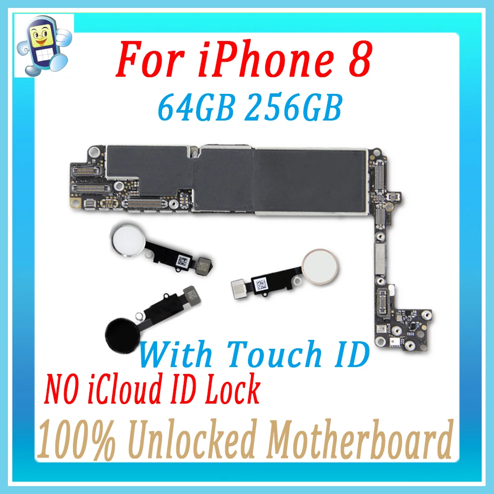 

Logic board For iPhone 8 Unlocked Motherboard 64GB 256GB With Touch ID/ Without Touch ID original main board For Free iCloud