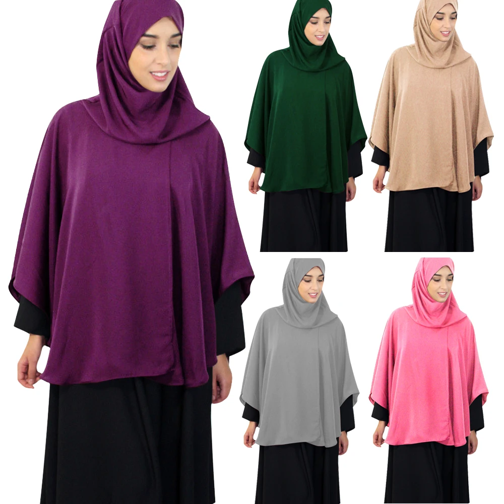 

Modesty One Piece Muslim Women Prayer Khimar Hijab Overthead Tops Shawl Niqab Burqa Arab Hooded Cape Islam Clothing Middle East